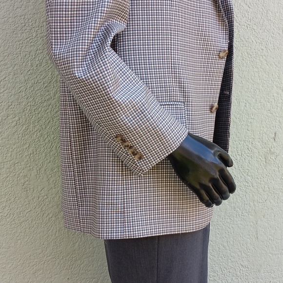 HART SCHAFFNER MARX for NATHAN'S (LAKELAND) MEN'S LUXURY CHEK/PLAID BLA ZER (US) - Picture 16 of 17